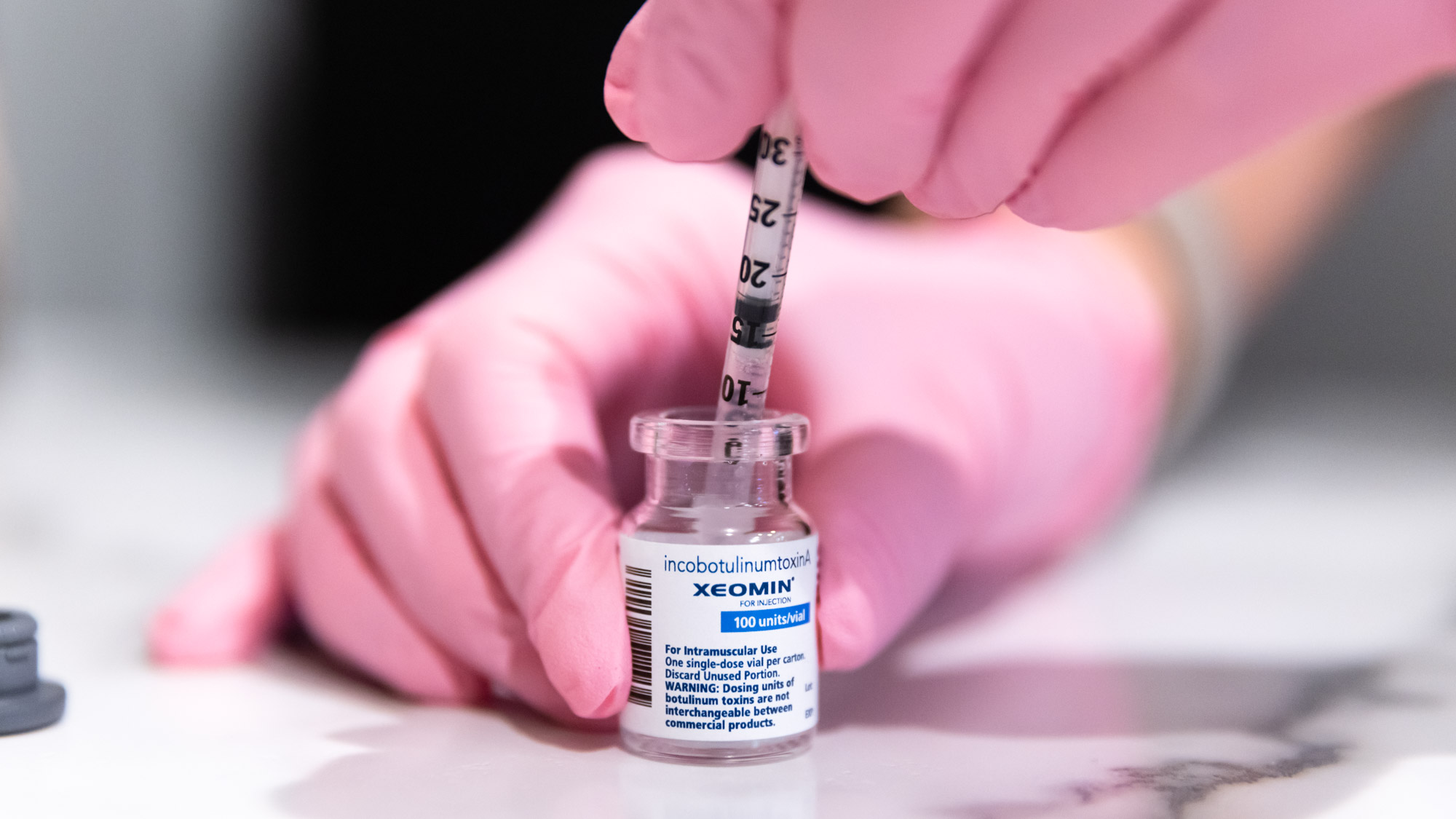 Xeomin 100 units vial with syringe at Catara Medical Spa in Algonquin IL.